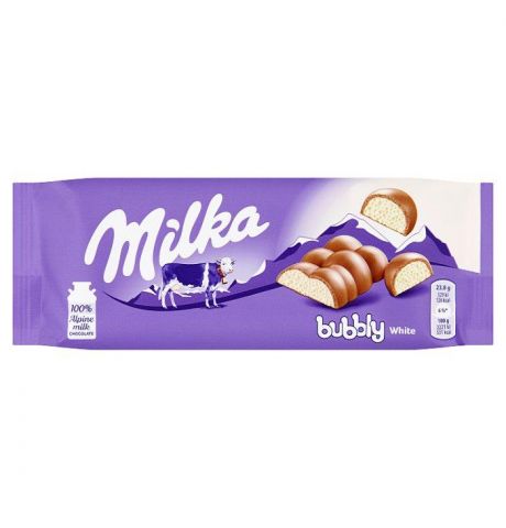 Milka Bubbly biela a mliečna čokoláda s bublinkami 95 g