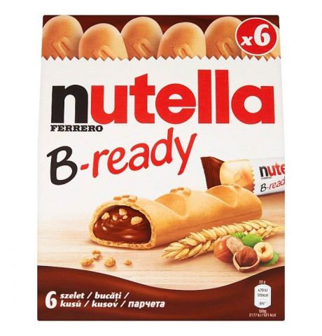 Nutella B-ready Oblátka plnená nátierkou z lieskovcov a kakaa a malými pšeničnými chrumkami 6 x 22 g