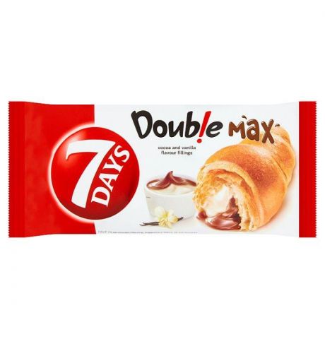 7 Days Double Max Croissant s kakaovou náplňou a s náplňou s vanilkovou príchuťou 80 g
