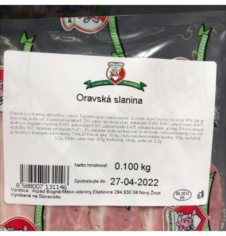 Bognár Oravská slanina 100g :