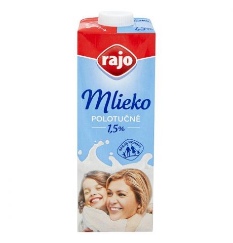 Rajo Mlieko polotučné 1,5% 1 l