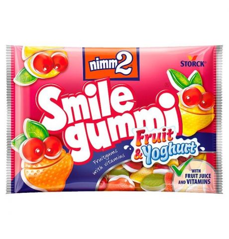 nimm2 Smilegummi Fruit & Yoghurt ovocné želé s vitamínmi a jogurtovou vrstvou 100 g