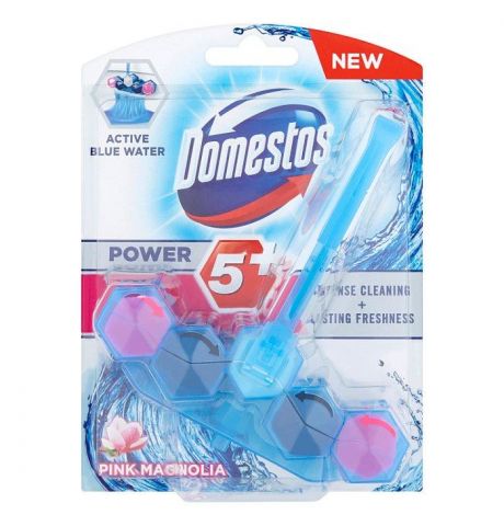 Domestos Power 5+ Pink Magnolia Active Blue Water tuhý WC blok 53 g