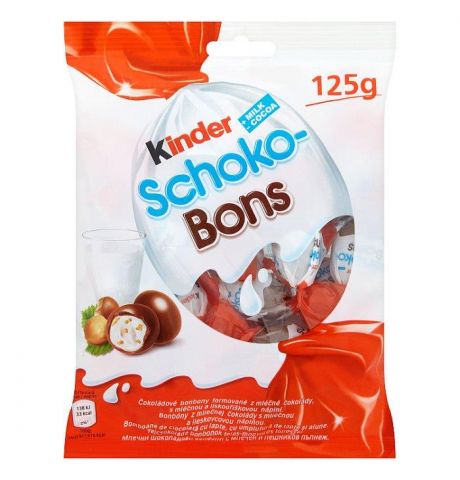 Kinder Schoko Bons bonbóny z mliečnej čokolády s mliečnou a lieskovcovou náplňou 125 g
