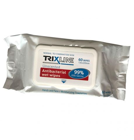Utierky Vlhčené Antibakteriálne 60ks Trixline