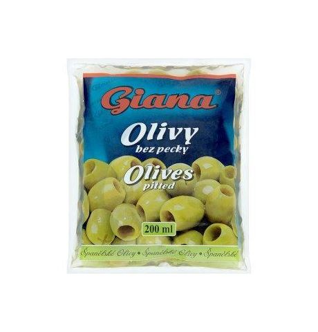 Olivy zelené bez kôstky španielske sáč.Giana 200ml