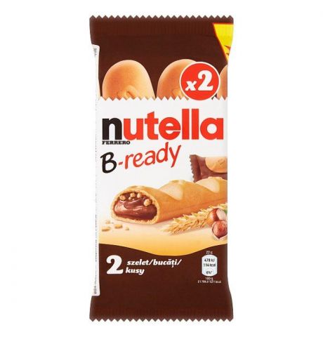 Nutella B-ready Oblátka plnená nátierkou z lieskovcov a kakaa a malými pšeničnými chrumkami 2 x 22 g