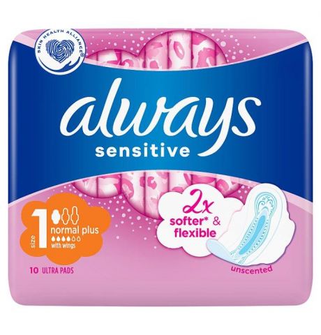 Always Ultra Sensitive Normal Plus (Veľkosť 1) Hygienické Vložky 10 ks