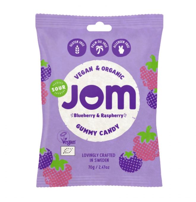Jom Gummy Bio Vegan Cukríky Blueberry&Raspberry 70g