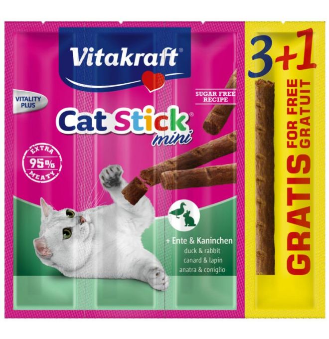 Vitakraft Pochúťka Pre Mačky Stick Mini Králik-kačka 3+1ks 24g