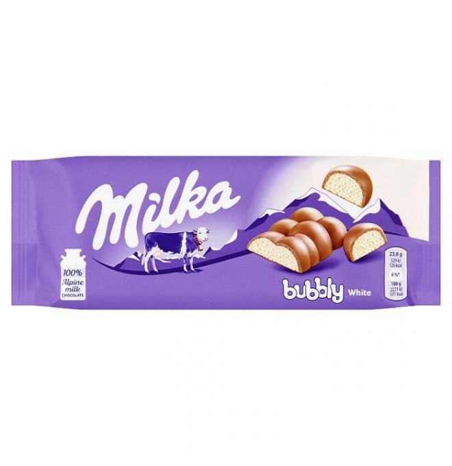 Milka Bubbly biela a mliečna čokoláda s bublinkami 95 g