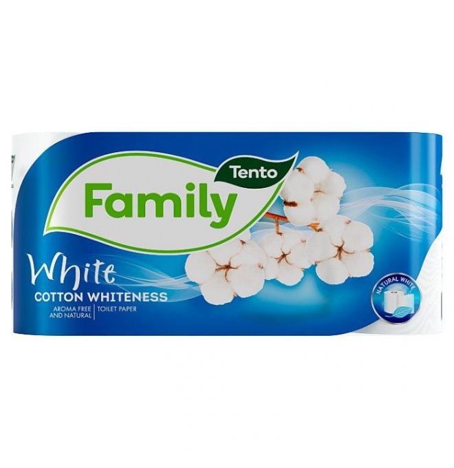 Tento Family Cotton Whiteness toaletný papier 2 vrstvy 8 kotúčov