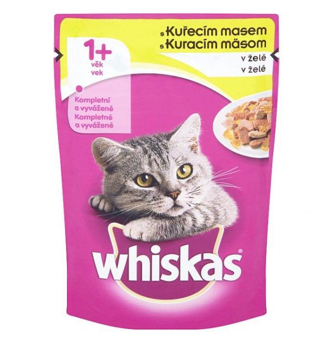 Whiskas Kompletné krmivo pre dospelé mačky s kuracím mäsom v želé 100g