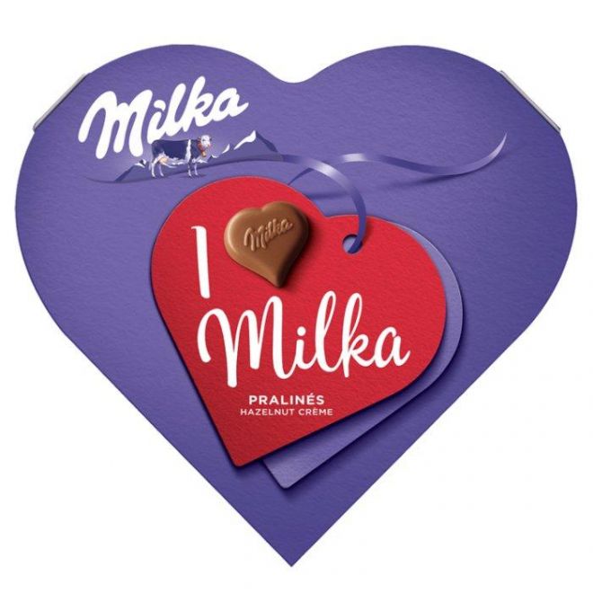 Milka I Love Milka bonboniéra, lieskovooriešková náplň 44 g