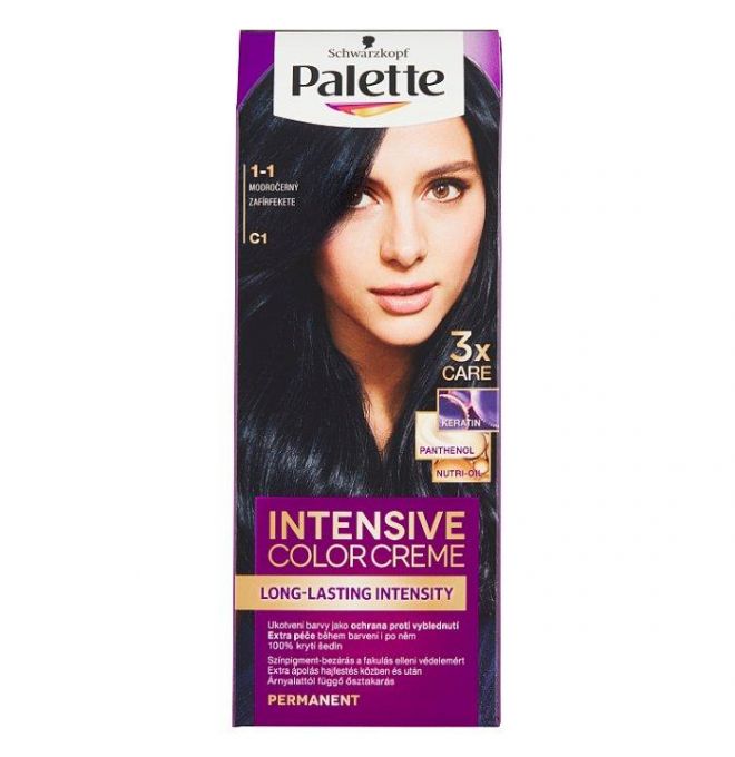 Schwarzkopf Palette Intensive Color Creme farba na vlasy Modročierny 1-1 (C1)