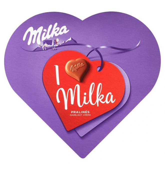Milka I Love Milka bonboniéra, lieskovooriešková náplň 165 g