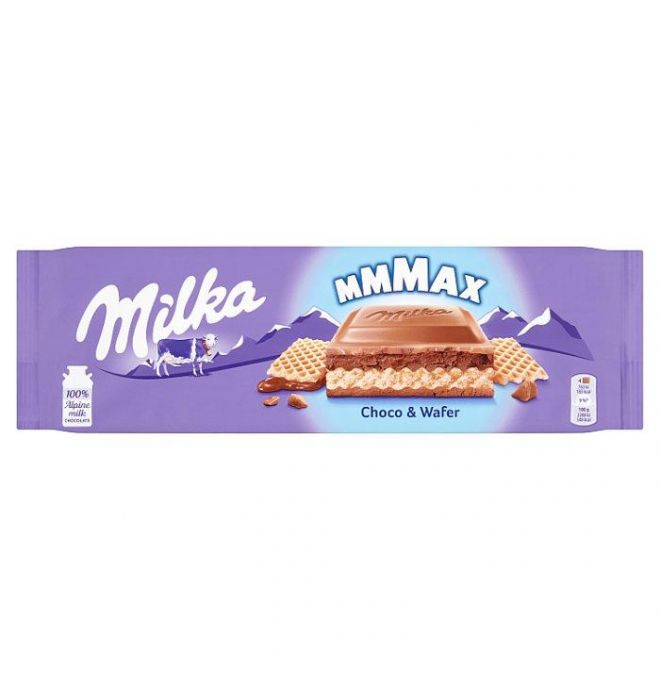 Milka Mmmax Choco&Wafer mliečna čokoláda a oplátka 300 g