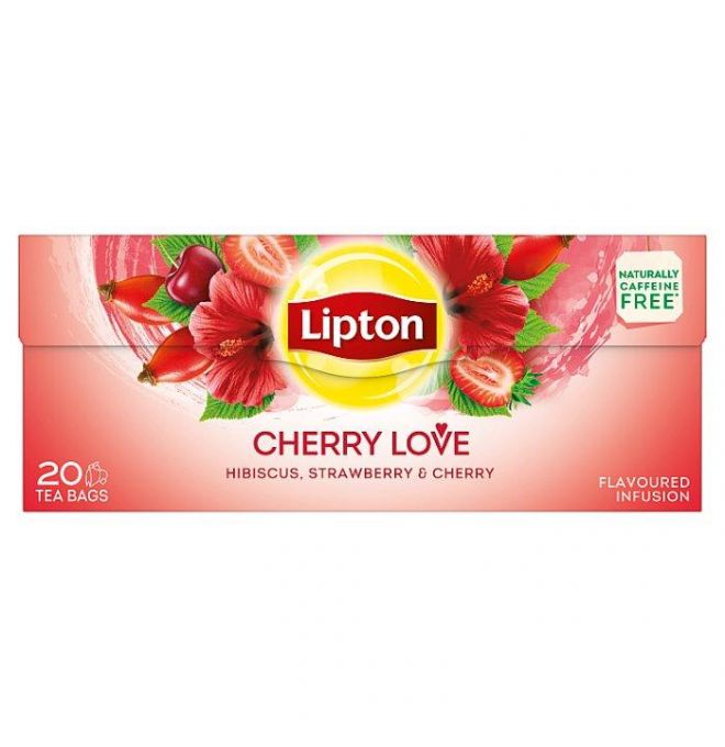 Lipton Cherry Love ovocno-bylinný aromatizovaný čaj 20 vrecúšok 32 g