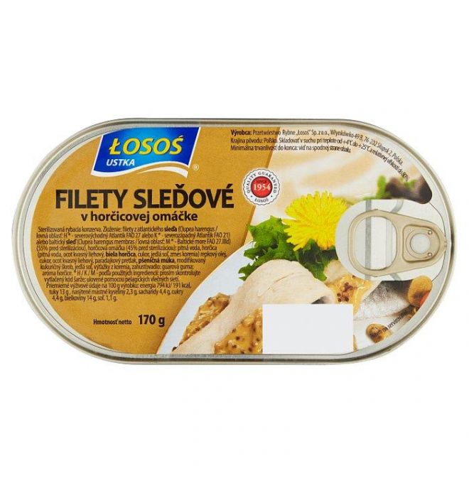 Łosoś Ustka Filety sleďové v horčicovej omáčke 170 g