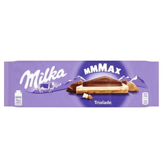 Milka Mmmax Triolade biela, horká a mliečna čokoláda 280 g