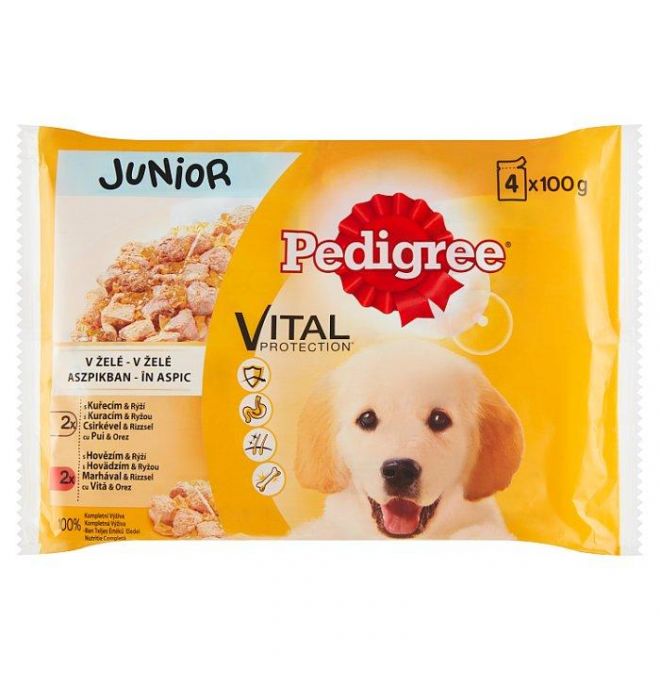 Pedigree Vital Protection Junior 100% kompletná výživa v želé 4 x 100 g (400 g)
