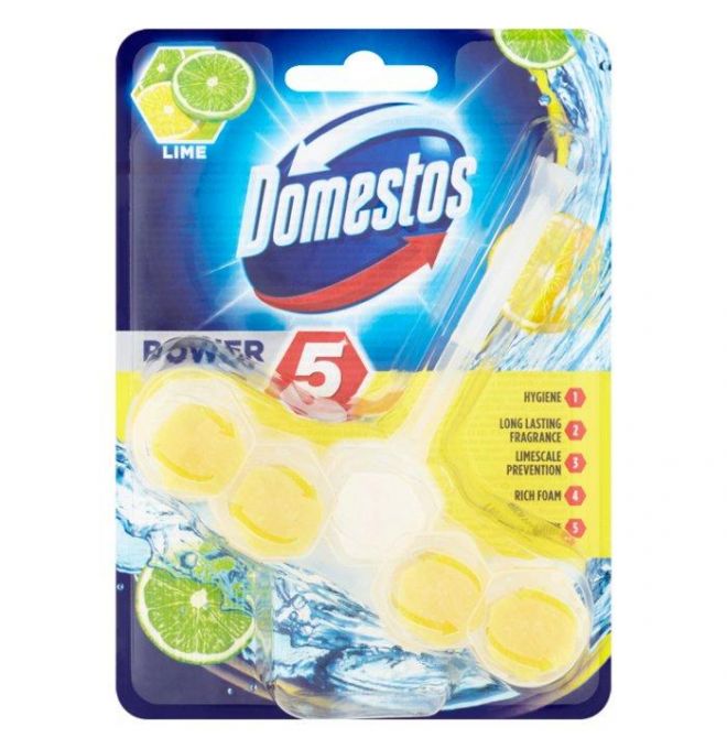 Domestos Power 5 Lime tuhý WC blok 55 g