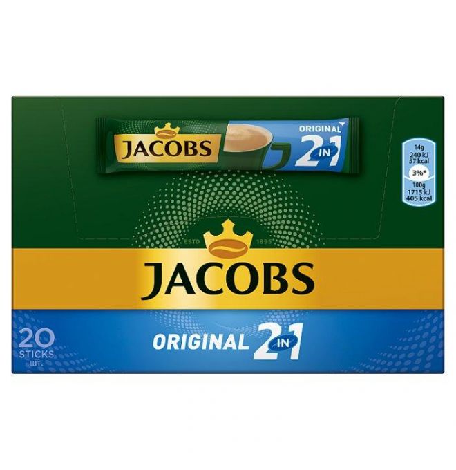 Jacobs Original 2v1 rozpustná zmes na prípravu kávového nápoja 20 x 14 g