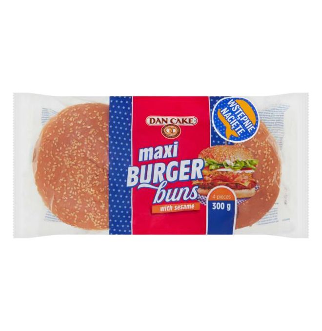 Žemle Hamburger Maxi Sézam 300g 4ks Dan Cake
