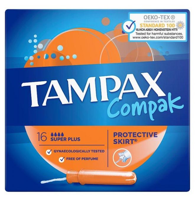 Tampax Compak Super Plus Tampóny S Aplikátorom 16 ks