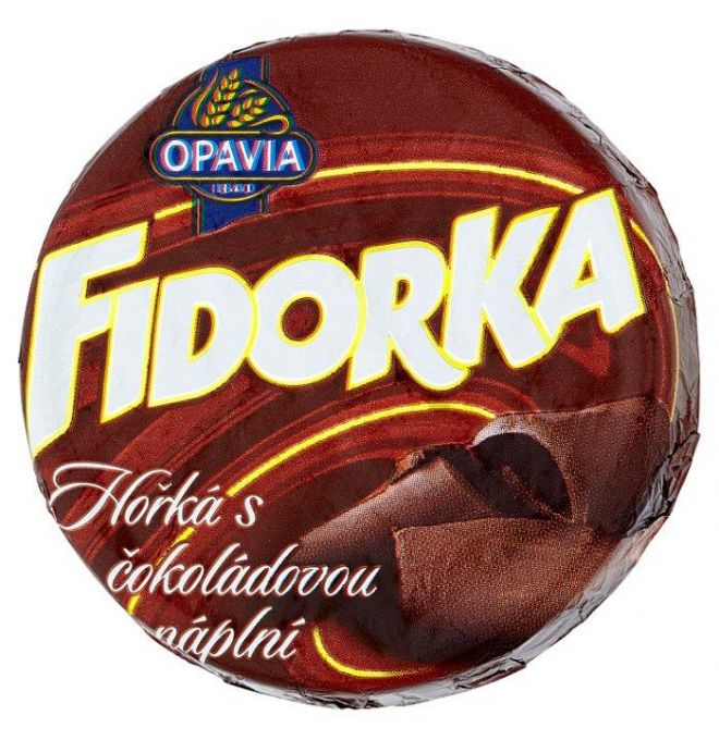 Opavia Fidorka Horká s čokoládovou náplňou, oplátka, hnedá 30 g