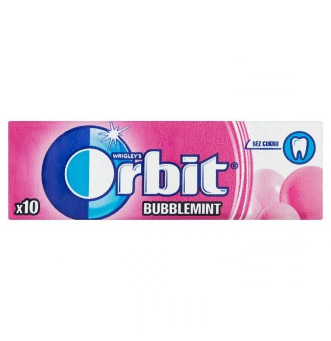 Wrigley's Orbit Bubblemint žuvačka bez cukru s ovocnou a mätovou príchuťou 10 ks 14 g