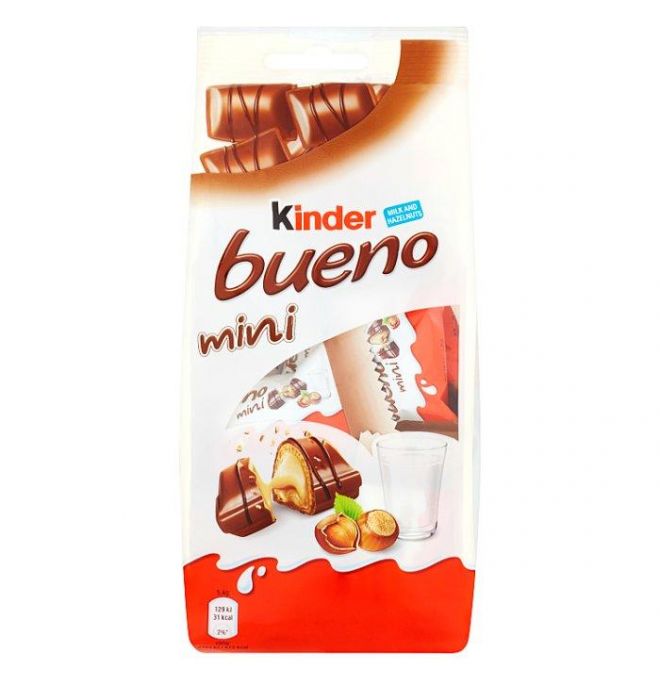 Kinder Bueno Mini oblátky plnené mliečnou a lieskovcovou náplňou v mliečnej čokoláde 108 g