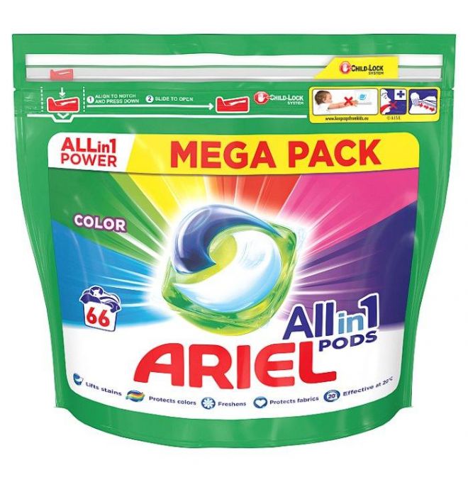 Ariel Allin1 PODS Color, Gélové Kapsuly Na Pranie, 66 Praní