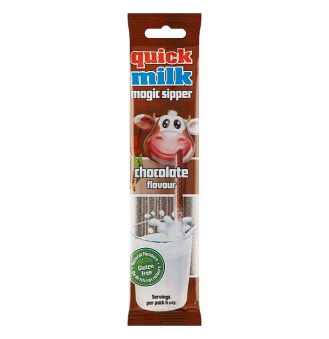 Quick Milk Magic Sipper Chocolate slamky s cukrovým granulátom na ochutenie mlieka 5 x 6 g (30 g)
