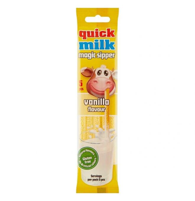 Quick Milk Magic Sipper Vanilla slamky s cukrovým granulátom na ochutenie mlieka 5 x 6 g (30 g)