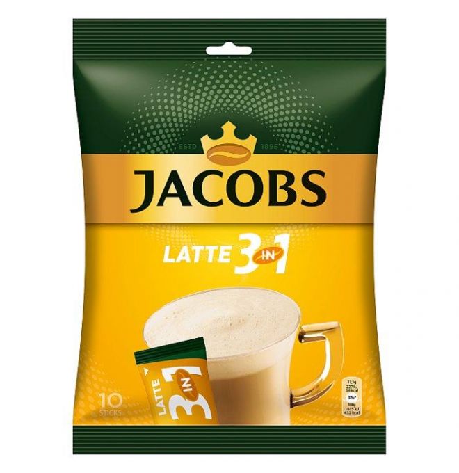 Jacobs Latte 3v1 instantná kávová zmes 10 x 12,5 g