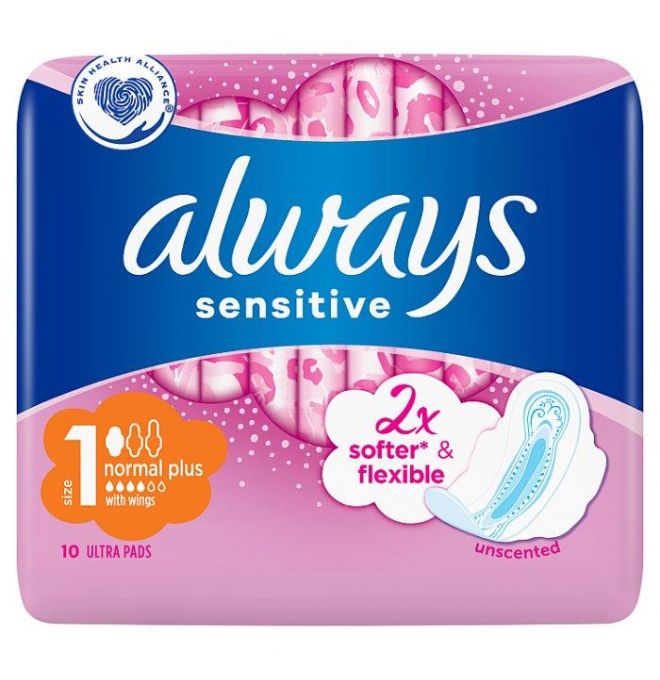 Always Ultra Sensitive Normal Plus (Veľkosť 1) Hygienické Vložky 10 ks