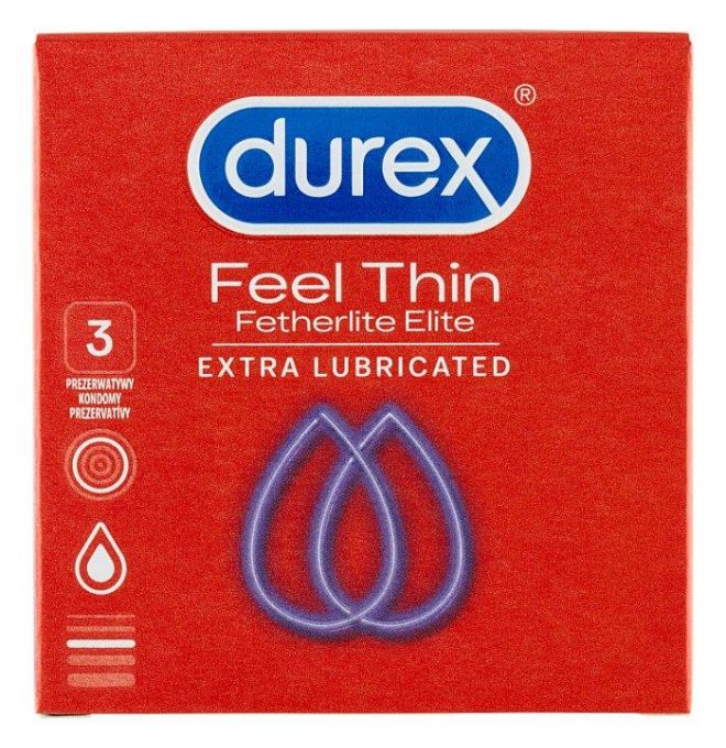 Durex Feel Thin Fetherlite Elite Extra Lubricated prezervatívy 3 ks