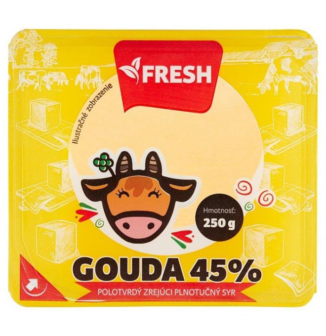 Fresh Gouda 45% polotvrdý zrejúci plnotučný syr 250g