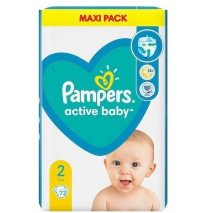 Plienky Detské Pampers Active Baby MP S2 4-8kg 72ks