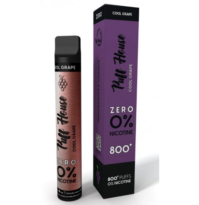Puff House Jednorázová E-Cigareta Cool Grape ZERO (KS)