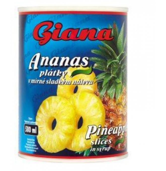 Kompót ananás plátky 580ml GIANA /340g