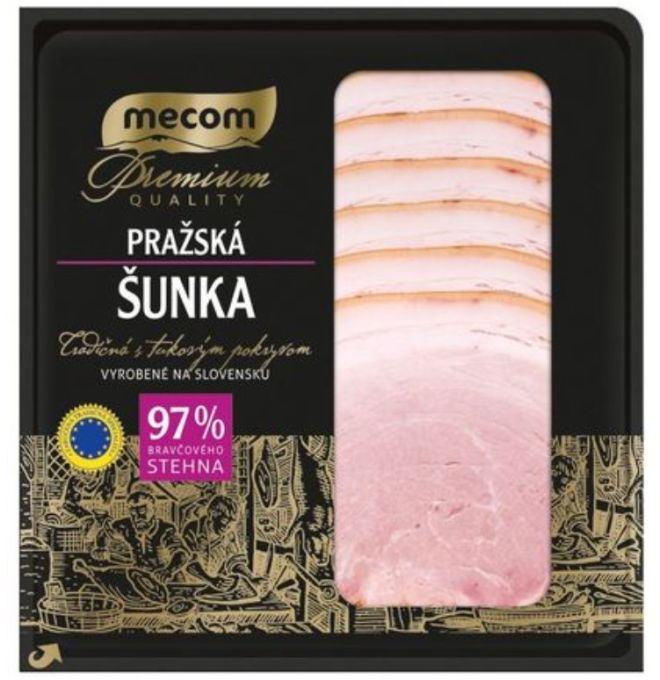 Mecom Šunka Pražská premium OA 97% podiel mäsa 100g