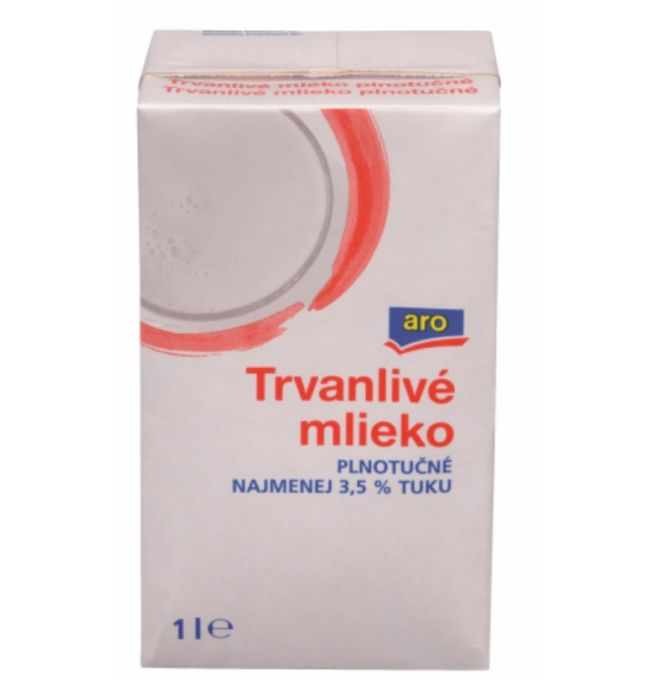 Trvanlivé Mlieko Plnotučné 3,5% 1l Aro
