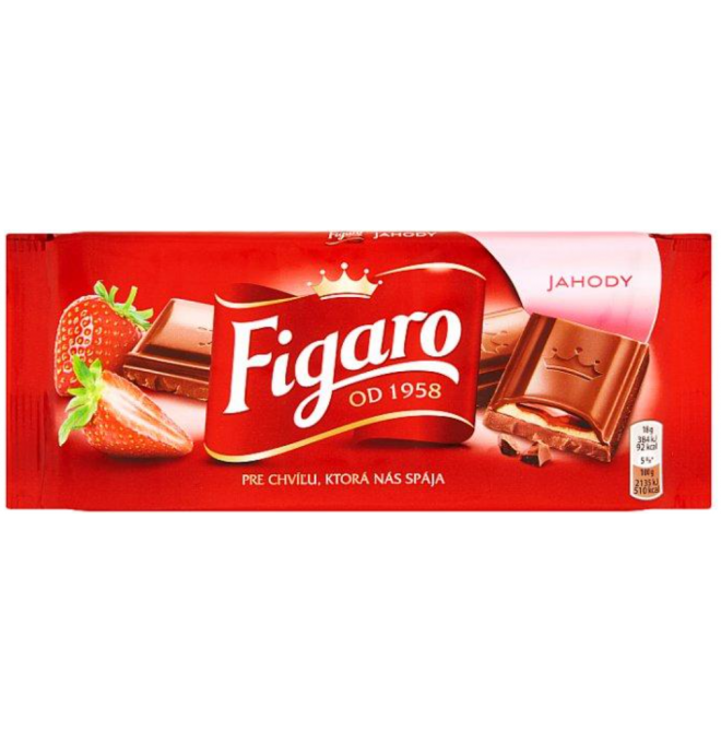 Figaro mliečna čokoláda s jahodovou náplňou 90 g