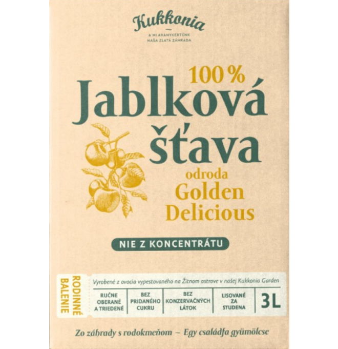 Kukkonia 100% Jablková šťava “Golden Delicious” 3l