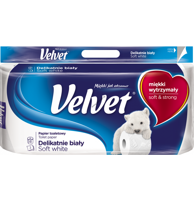 Papier Toaletný Velvet Soft White 8ks 3-vrst.