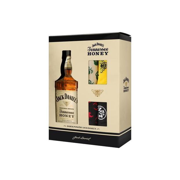 WHISKY JACK DANIELS TENNESSEE HONEY 35% 0.7l + 4x PONOŽKY DARČEKOVÁ KRABICA