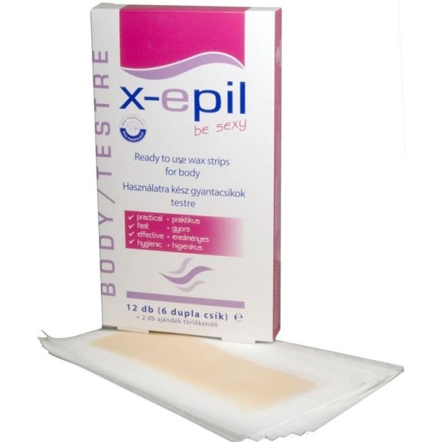 X-epil Depilačné studené voskové pásiky na telo 12ks
