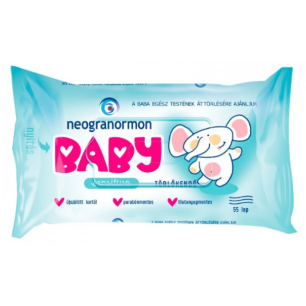 Neogranormon Baby vlh. utierky Sensitive 55ks